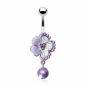 Piercing nombril Fleur et Perles