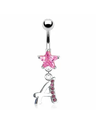 Piercing nombril Etoile Rose Initiale