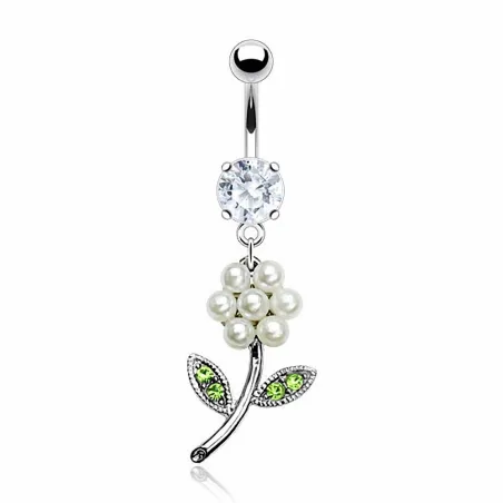 Piercing nombril Fleur Perle