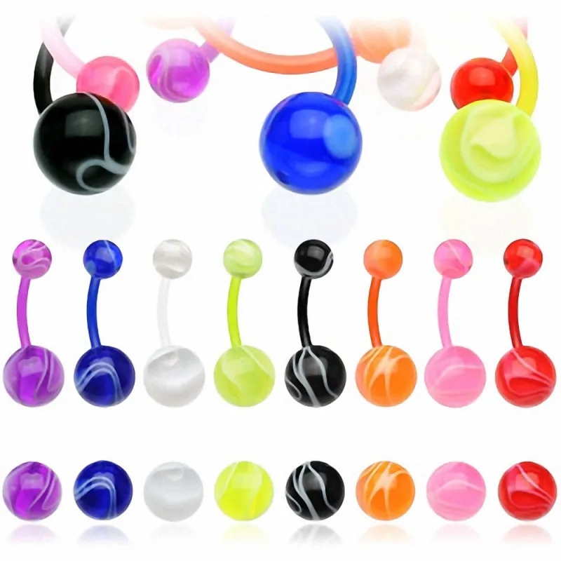 Piercing nombril Bioflex Boules Marbrées