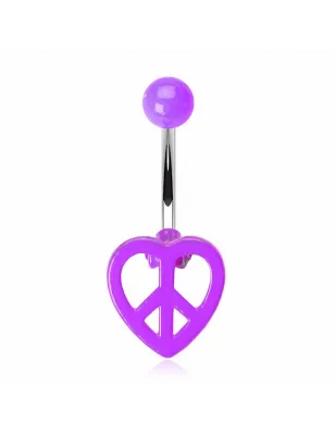 Piercing nombril Peace Coeur Fluo