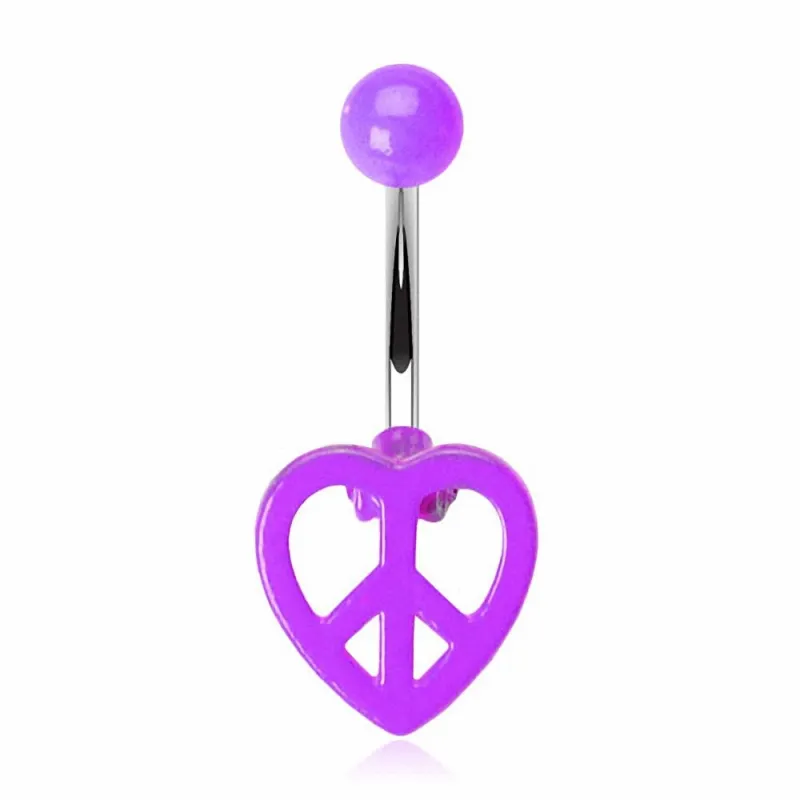 Piercing nombril Peace Coeur Fluo