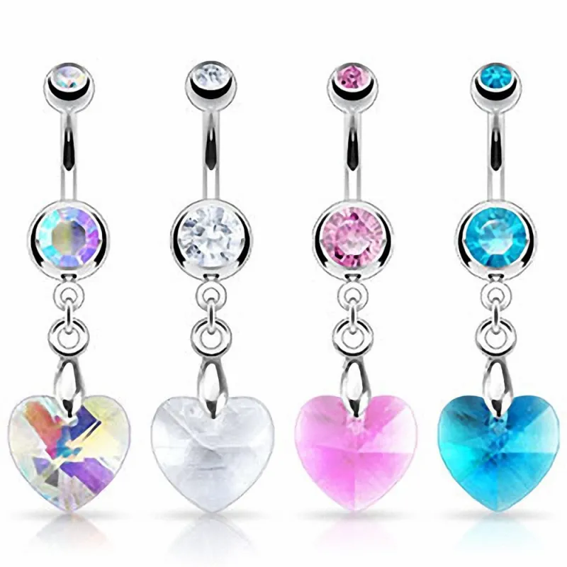 Piercing nombril Crystal Prisme Coeur