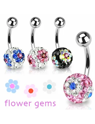 Piercing nombril Crystal Swarovski Fleurs