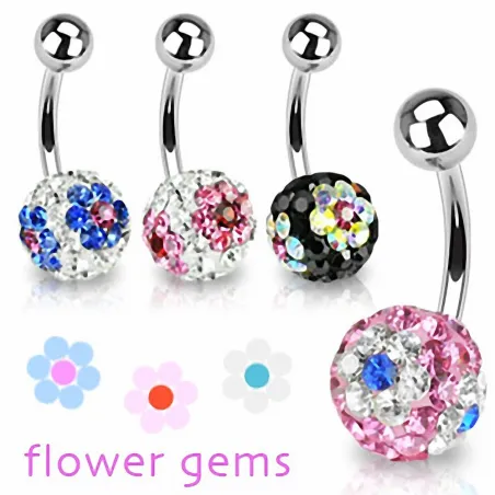 Piercing nombril Crystal Swarovski Fleurs