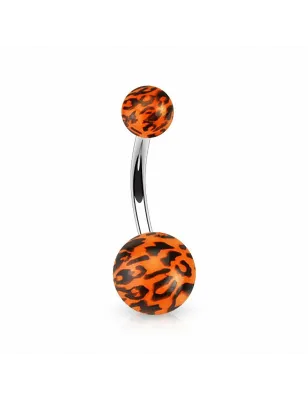 Piercing nombril Boules acrylique Léopard