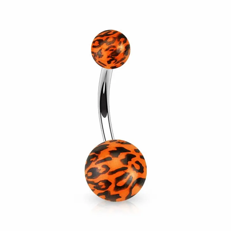 Piercing nombril Boules acrylique Léopard