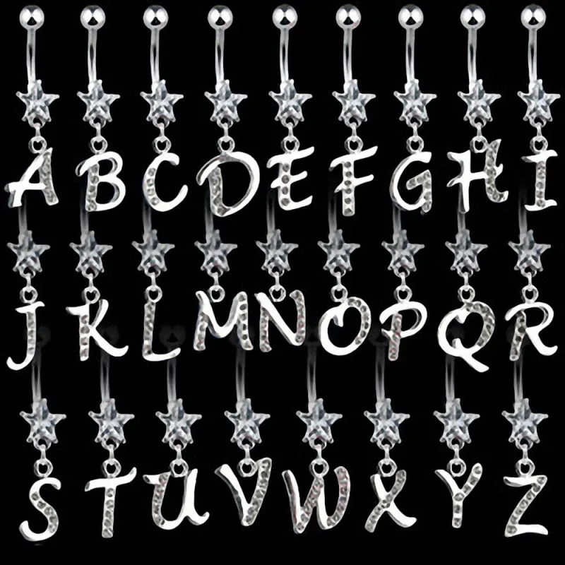 Piercing nombril Gemme Etoile Clair Alphabet Lettre