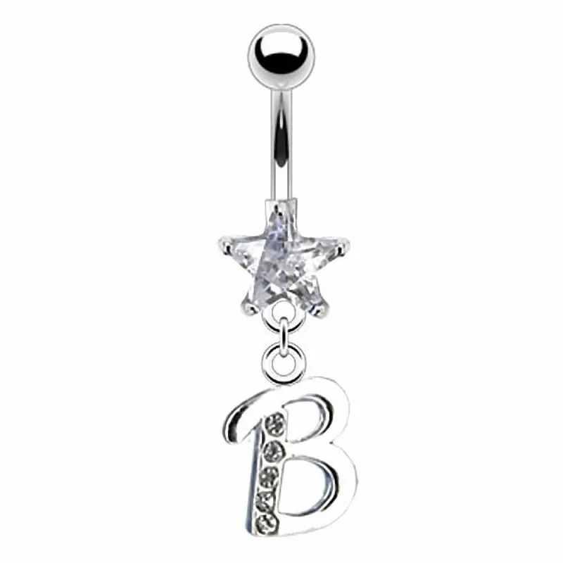 Piercing nombril Gemme Etoile Clair Alphabet