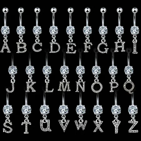 Piercing nombril Gemme Clair Alphabet Lettre