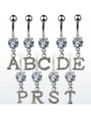 Piercing nombril Gemme Clair Alphabet Lettre