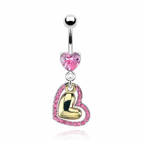 Piercing nombril Pendentif Double Coeur