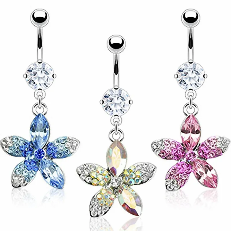 Piercing nombril Acier Pendentif Fleur Multi-Tons