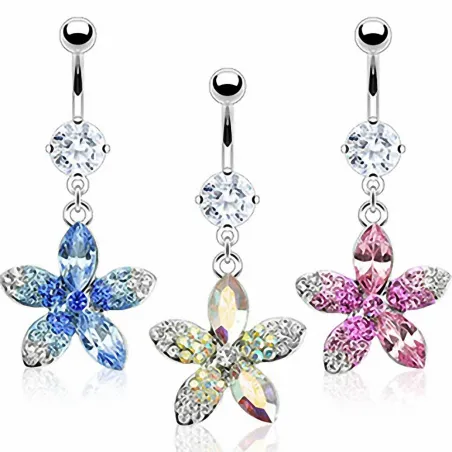 Piercing nombril Acier Pendentif Fleur Multi-Tons