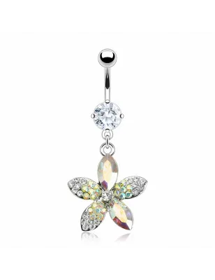 Piercing nombril Acier Pendentif Fleur Multi-Tons