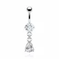 Piercing nombril Plaqué Rhodium Gemme Goutte