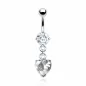 Piercing nombril Plaqué Rhodium Gemme Coeur