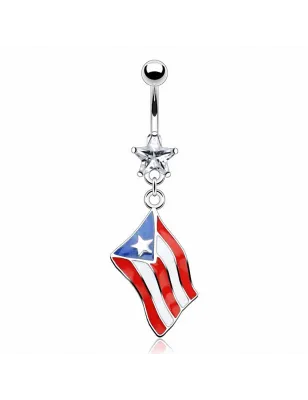 Piercing nombril Pendentif Drapeau Puerto Rico