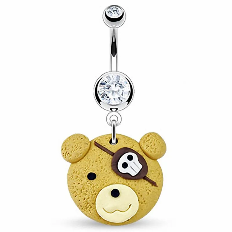 Piercing nombril Pendentif Ourson Pirate Argile Durcie