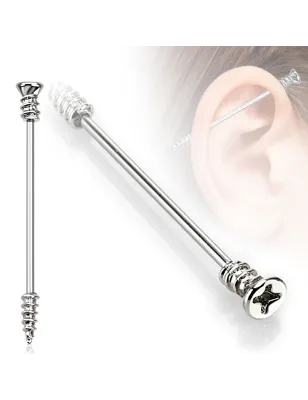 Piercing industriel oreille en forme de vis