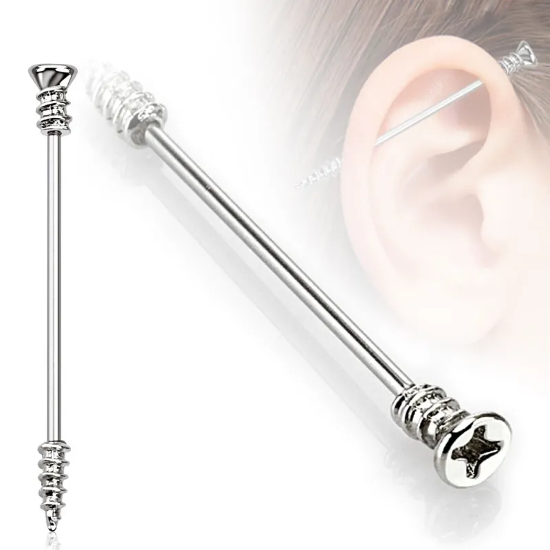 Piercing industriel oreille en forme de vis