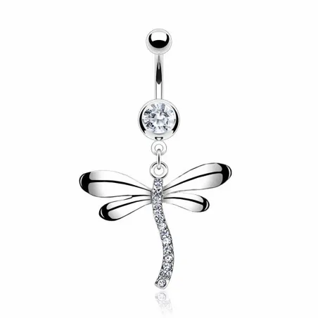 Piercing nombril Pendentif Libellule Strass