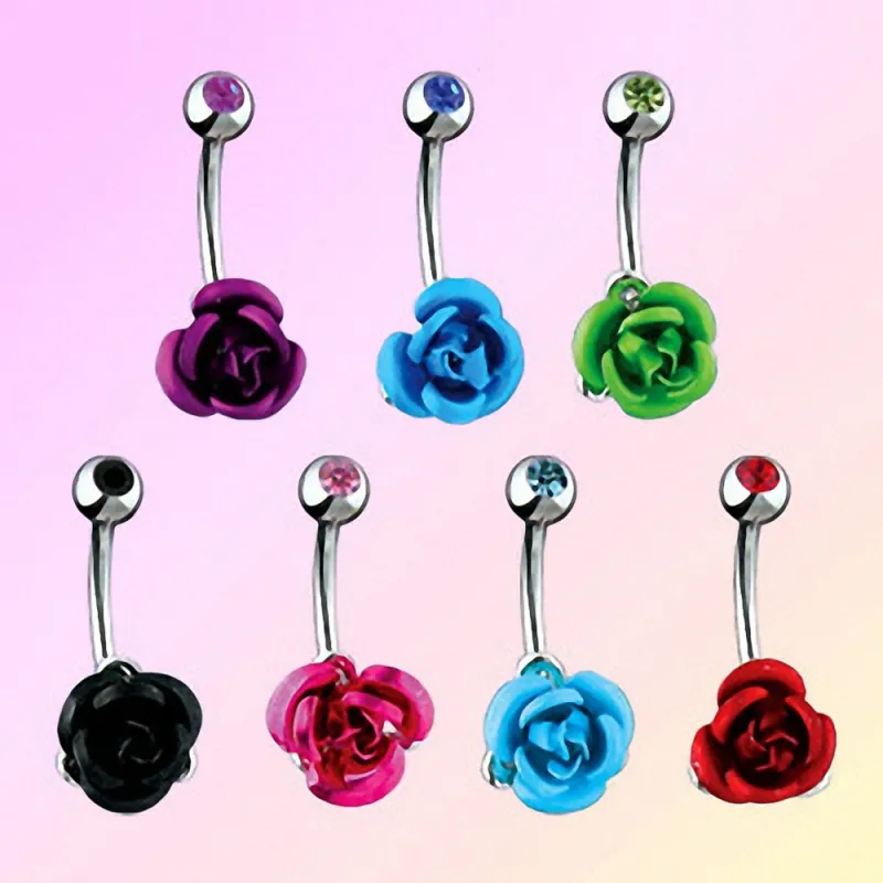 Piercing nombril Rose Métallique