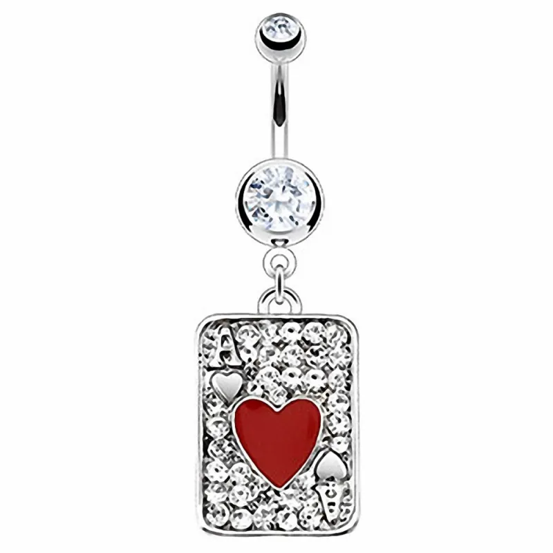 Piercing nombril Acier Chirurgical Carte As de Coeur