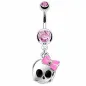 Piercing nombril Tête de mort Noeud Papillon Rose