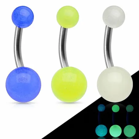 Piercing nombril Titane G23 Boules Glow in the Dark