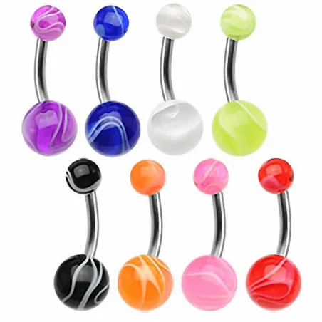 Piercing nombril Titane G23 Boules Marbrées