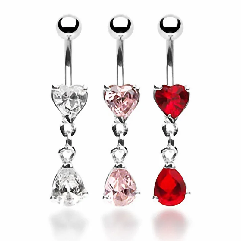 Piercing nombril Strass Coeur et Larme