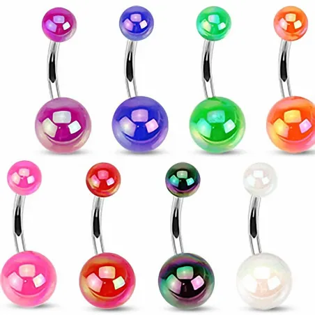 Piercing Nombril Boules Acrylique Métalliques