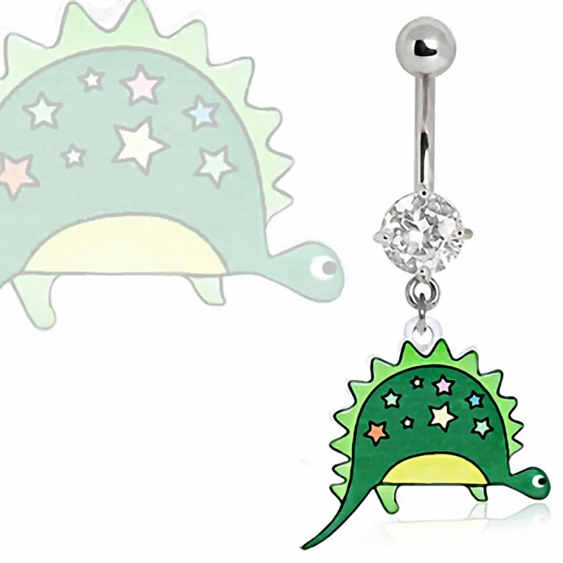 Piercing nombril dinosaure vert