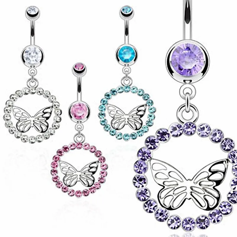 Piercing nombril papillon orbe