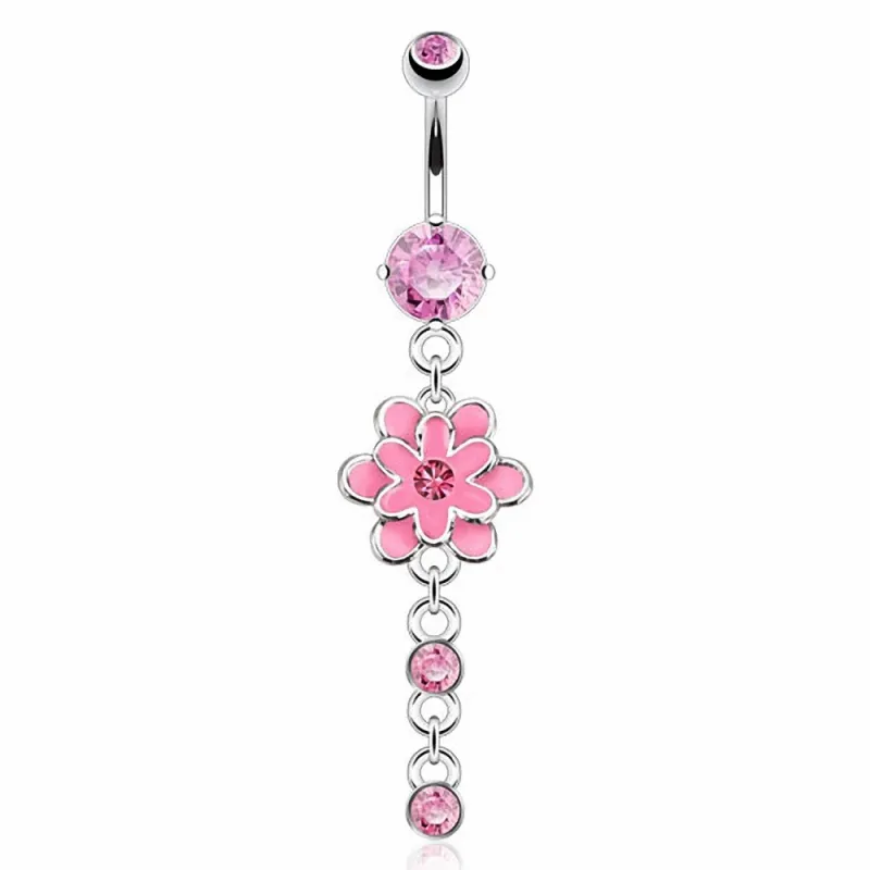 Piercing nombril fleur pendentif