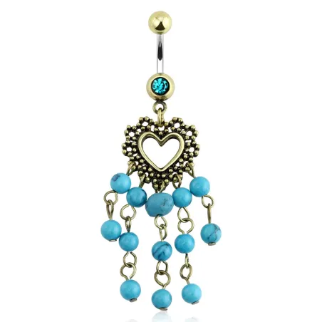 Piercing nombril vintage turquoise