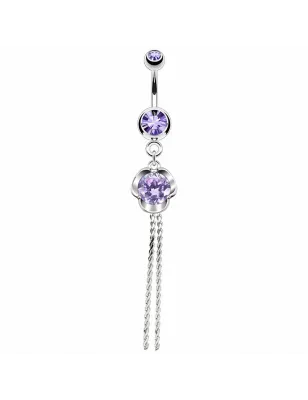 Piercing nombril rose zircon