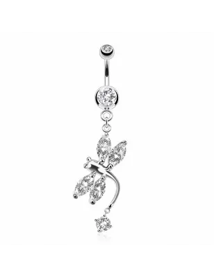 Piercing nombril libellule strass