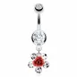 Piercing nombril rose gemmes