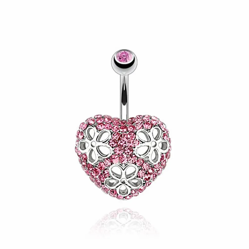 Piercing nombril coeur triple fleur