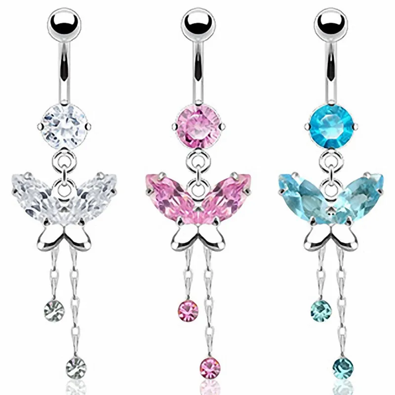 Piercing nombril papillon zircon