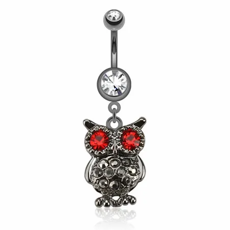 Piercing nombril hibou hématite