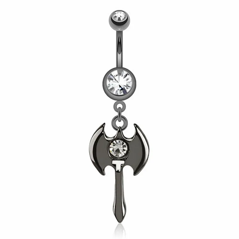 Piercing nombril hache hématite