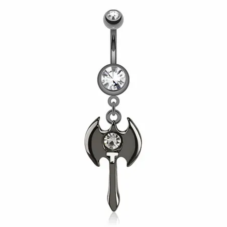 Piercing nombril hache hématite