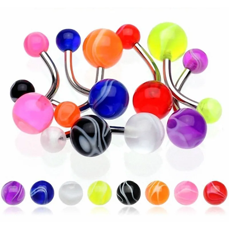 Lot de 8 piercing nombril marbré