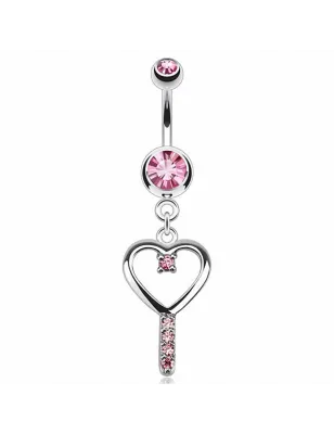 Piercing nombril clef coeur