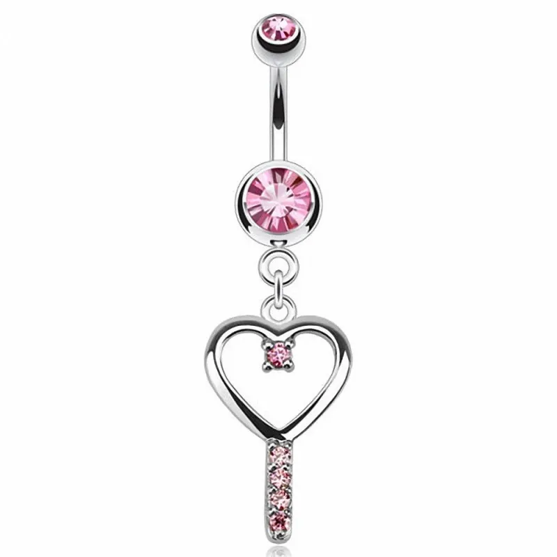 Piercing nombril clef coeur