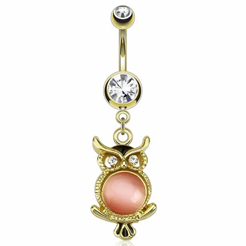 Piercing nombril plaqué or hibou