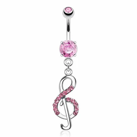 Piercing nombril clef de sol gemmes